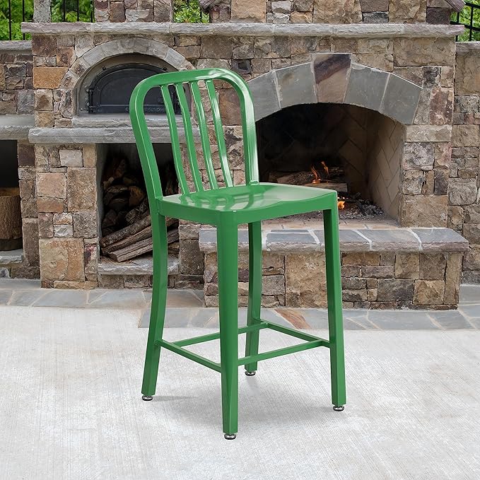 Flash Furniture Commercial Grade 24" High Green Metal Indoor-Outdoor Counter - Image 2