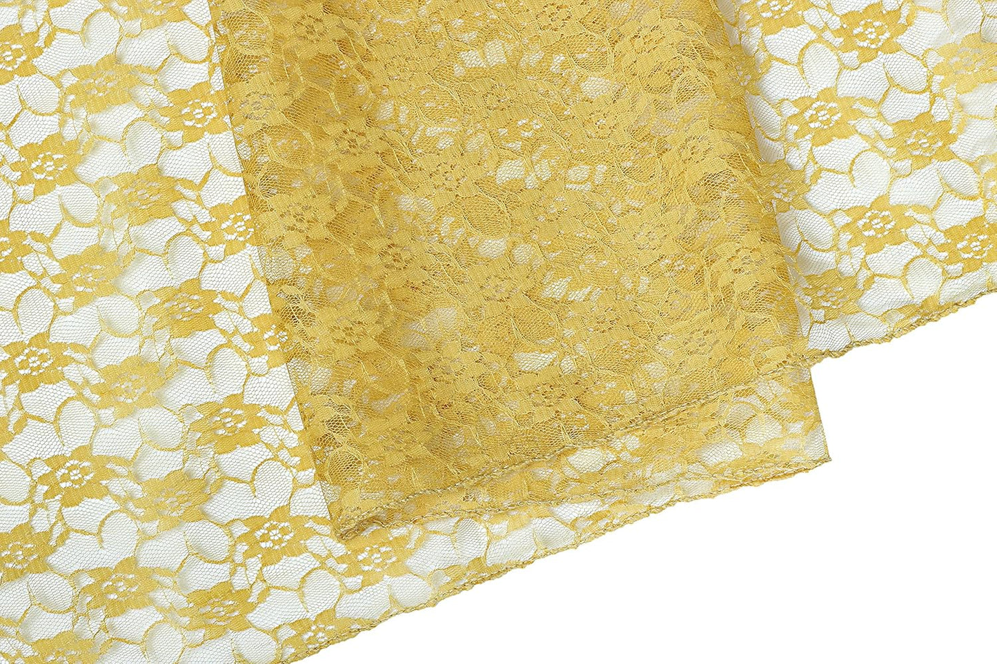 MDS Pack of 5 Wedding 12 x 108 inches Lace Table Runner for Wedding, Decorations for Birthday Parties, Banquets, Graduations, Engagements, and Runners fit Rectangle, Round Table- Gold