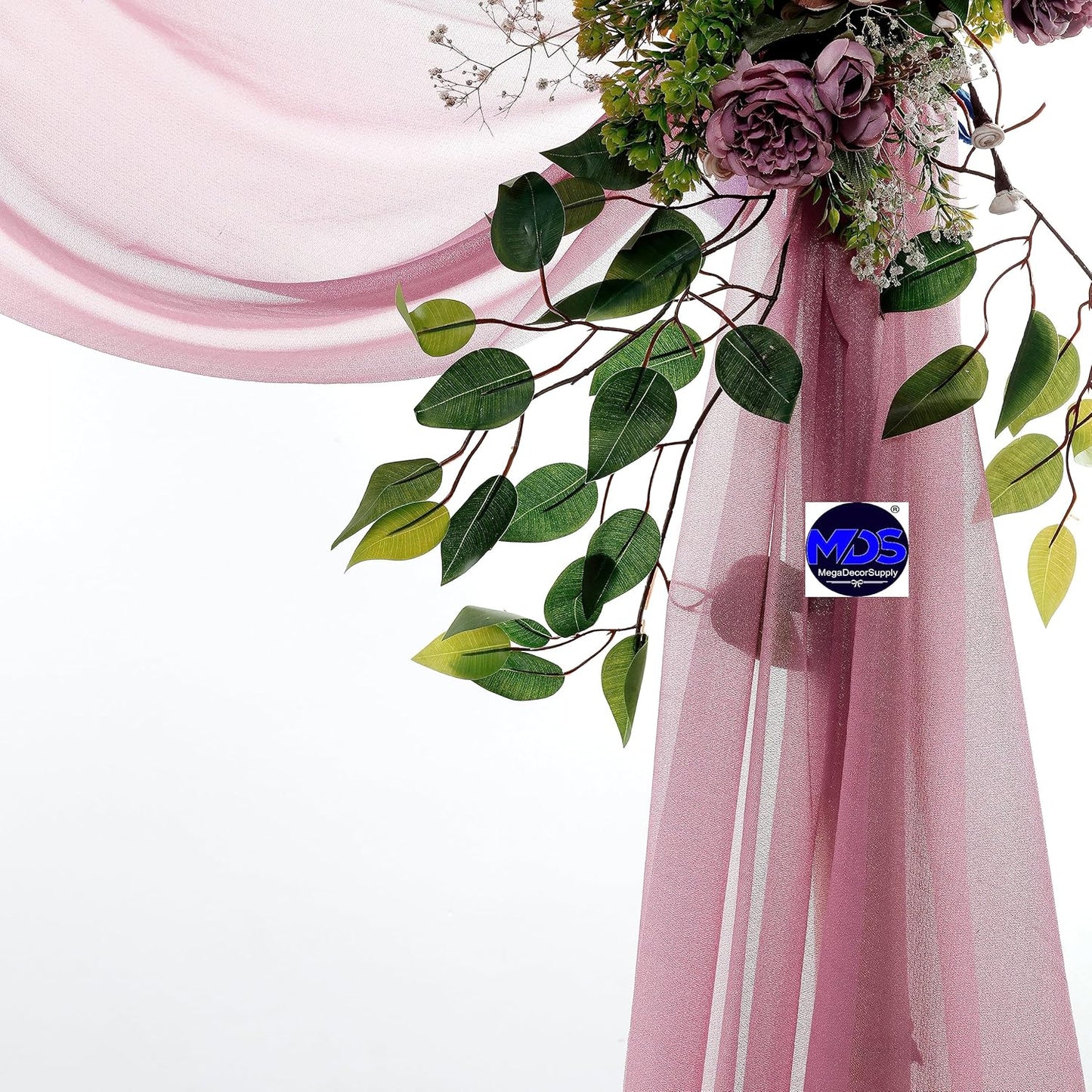 MDS Halloween Chiffon Draping Fabric - 2 Panel, 30" Wide x 40ft Long - Sheer Spooky Arbor & Canopy Drapery for Haunted House Backdrops, Party Ceilings, DIY Costumes & Themed Events - Mauva