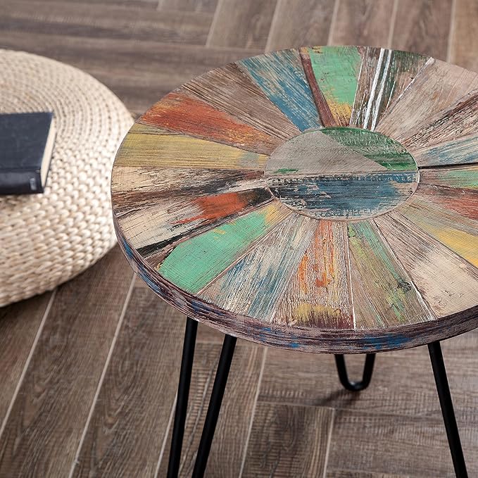 Greenage Reclaimed Wood End Table Bedroom - Image 3