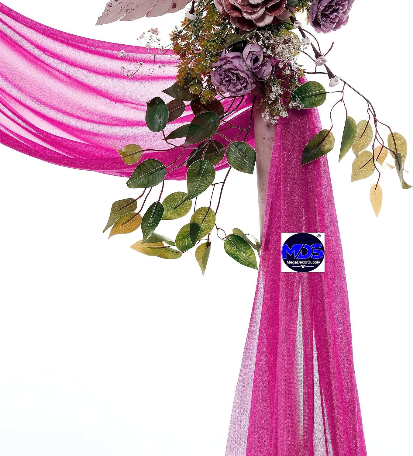 MDS Halloween Chiffon Draping Fabric - 2 Panel, 30" Wide x 50ft Long - Sheer Spooky Arbor & Canopy Drapery for Haunted House Backdrops, Party Ceilings, DIY Costumes & Themed Events - Magenta