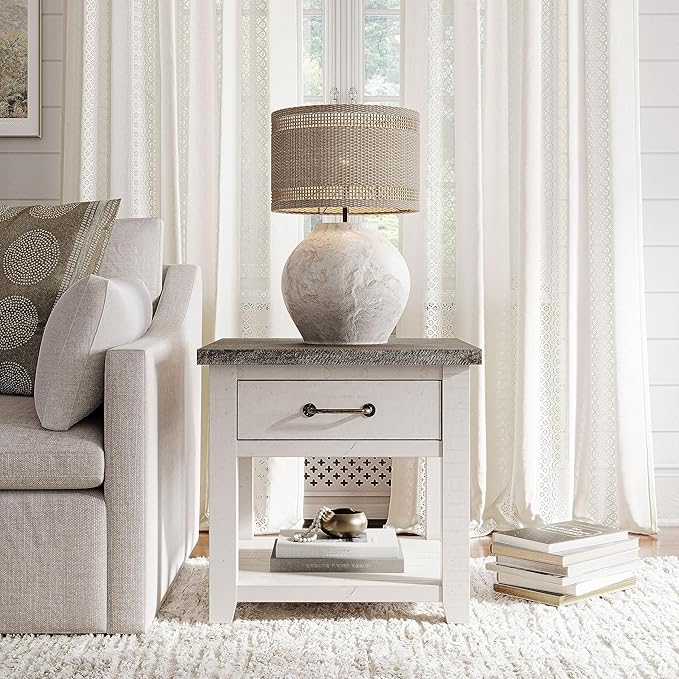 Jofran Madison County Harris End Table, Vintage White - Image 2