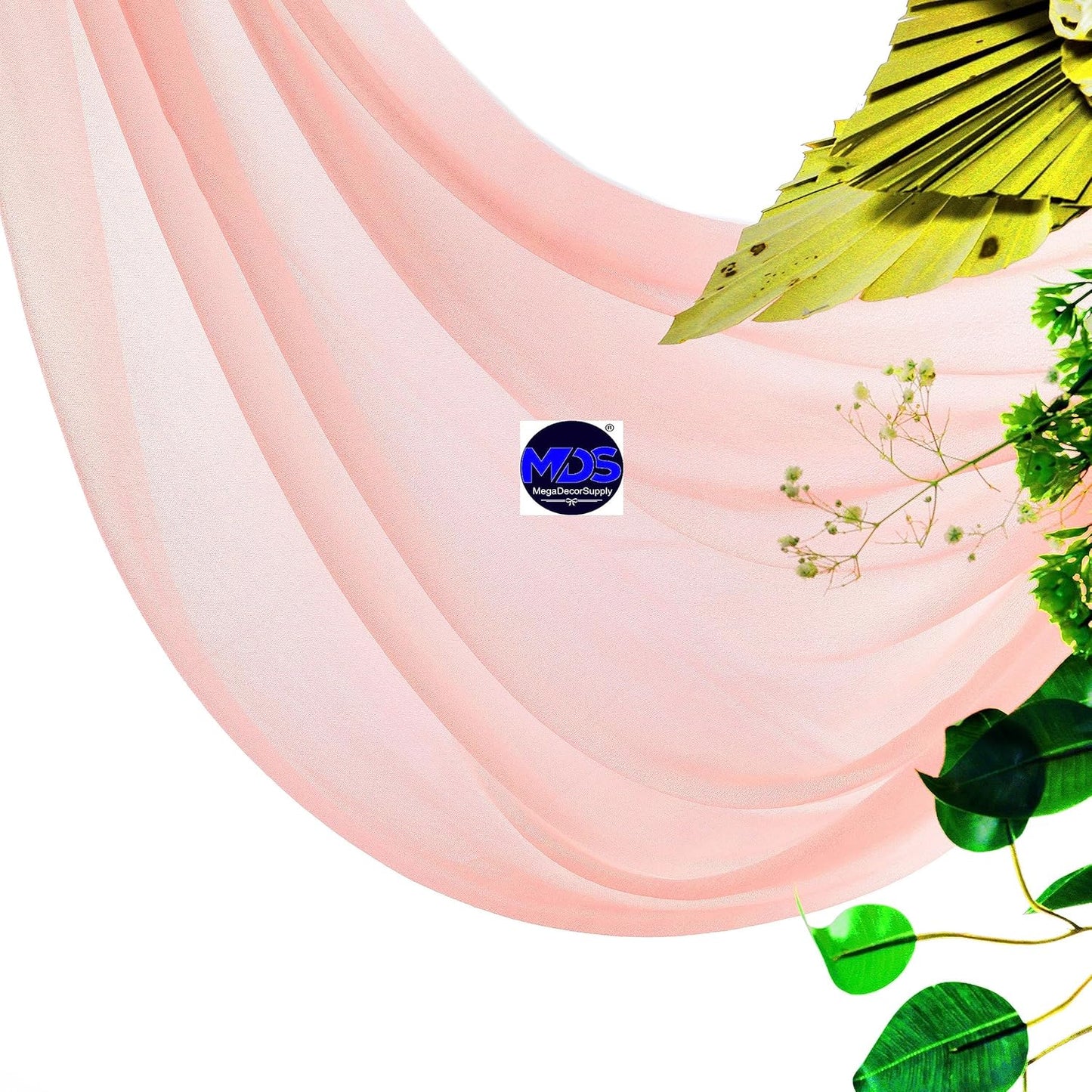 MDS Halloween Chiffon Draping Fabric - 2 Panel, 30" Wide x 100ft Long - Sheer Spooky Arbor & Canopy Drapery for Haunted House Backdrops, Party Ceilings, DIY Costumes & Themed Events - Peach