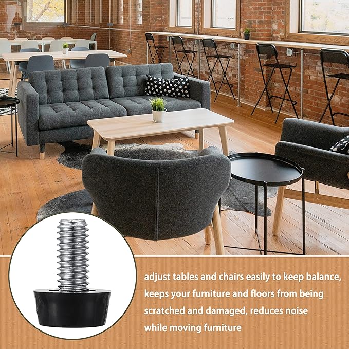 5/16“-18 UNC Thread Adjustable Furniture Levelers Screw in Threaded, Galvanized - Image 6