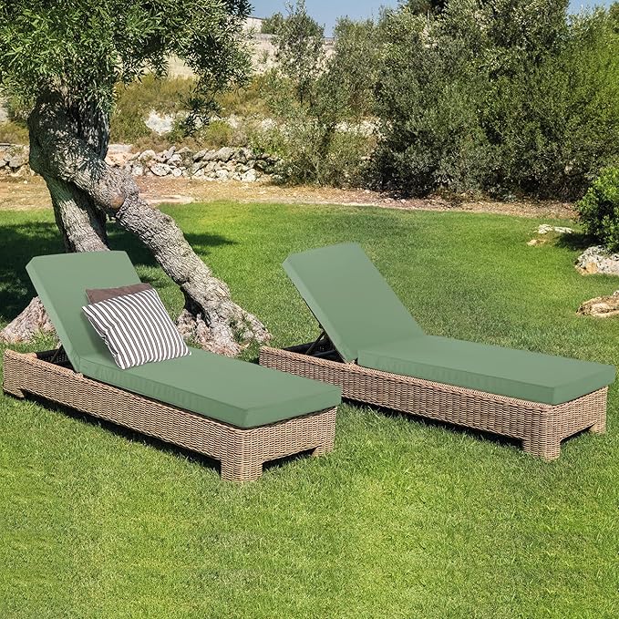 Outdoor Chaise Lounge Cushion Set of 2, Fadesafe Water-Repellent Lounge Deck - Image 8